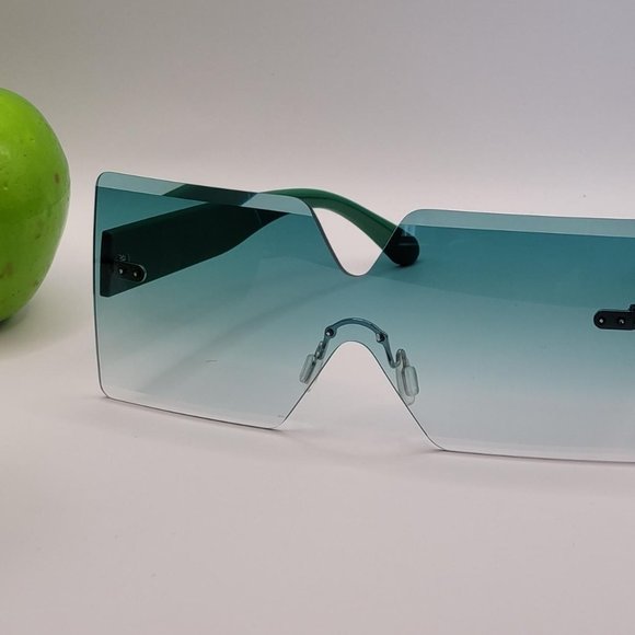 Unisex Retro Fashion Colored Blueberry Apple Sunglasses Square Frame Blue Green - Picture 2 of 4